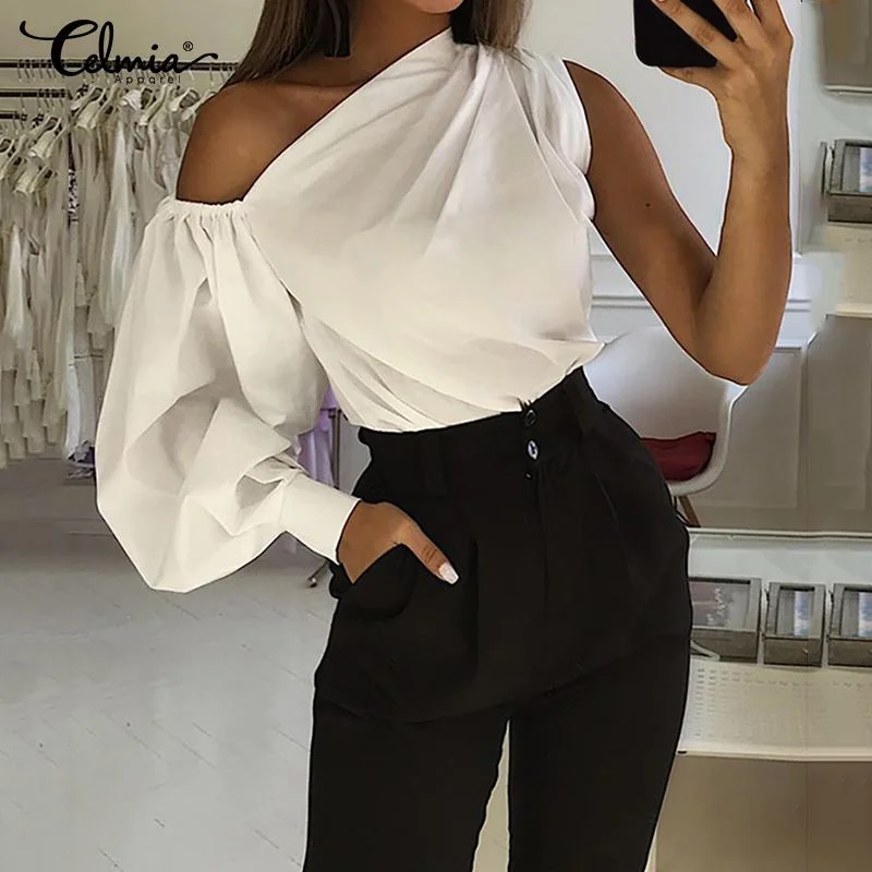 2020 Celmia Women Fashion Long Sleeve Shirts Plus Size Solid Cold Shoulder Blouses Casual Loose Tops Ladies Elegant Work Blusas Stylish Wrap Blouse 2020 Celmia Women Fashion Long Sleeve Shirts Plus Size Solid Cold Shoulder Blouses Casual Loose Tops Ladies Elegant Work Blusas Stylish Wrap Blouse