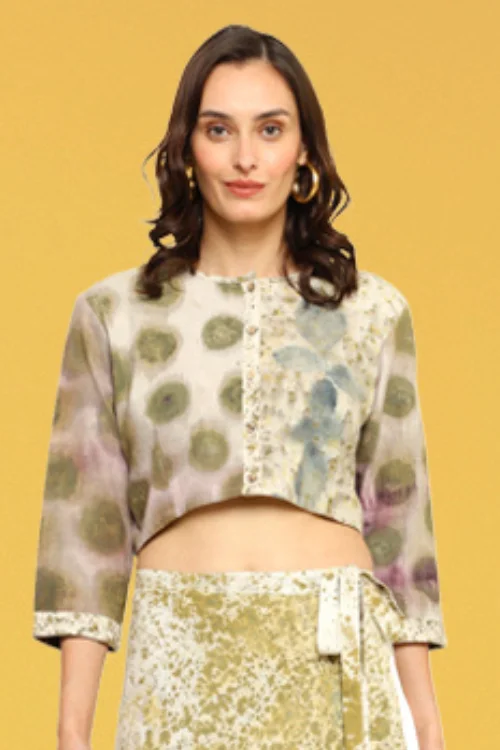 Bageeya "Chhaya" Handspun  Organic Cotton Blouse Wrap Front Blouse