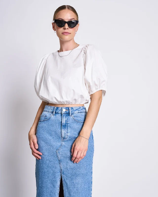 BLOUSE LAIDE WHITE Off-Shoulder Wrap Blouse