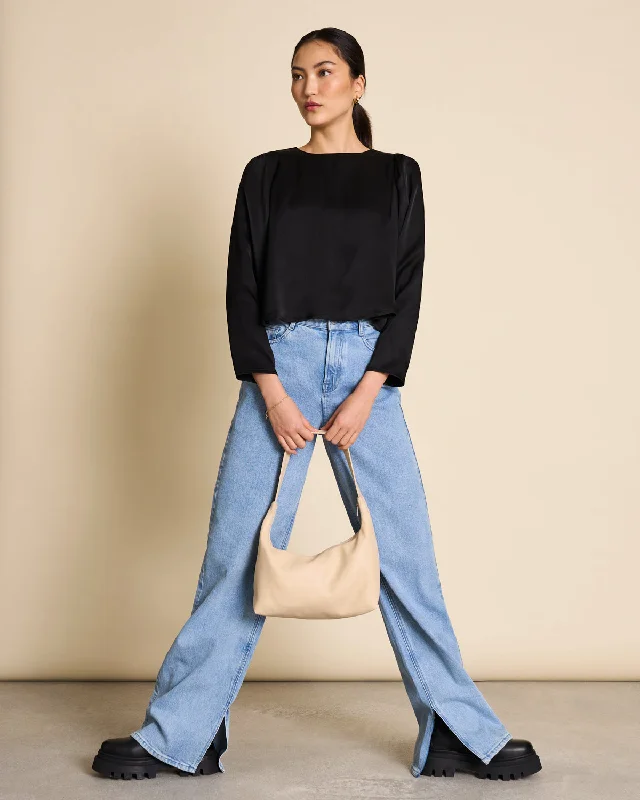 BLOUSE ORIVESI BLACK Semi-Sheer Blouse
