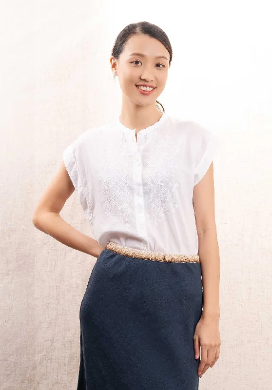 Blouse Teary Bbth501 01-White Silky Tunic Blouse