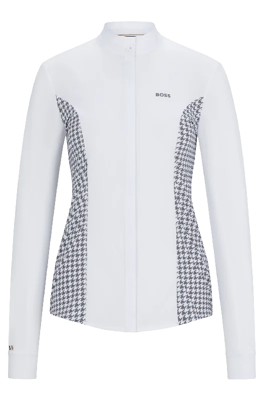 Boss Equestrian Emma Show Blouse Houndstooth Grey Modern Oversized Blouse