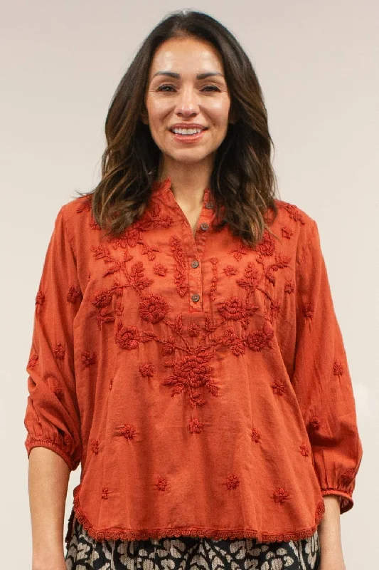 PALOMA BLOUSE: SUMMER FIG Feminine Tie Blouse