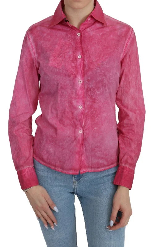 Chic Pink Cotton Polo Blouse by Ermanno Scervino Stylish Wrap Blouse