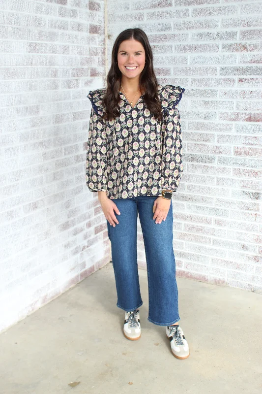 Inside Scoop Floral LS Blouse Modern Oversized Blouse
