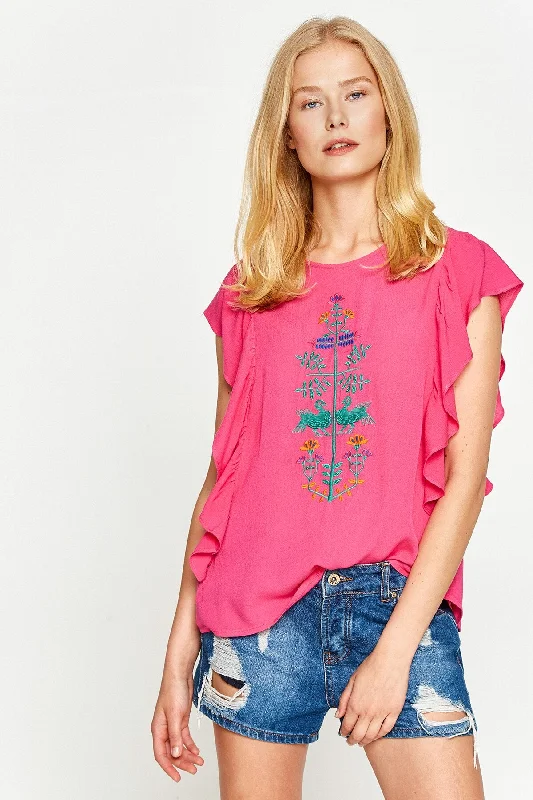 Fuchsia Blouse Polished Work Blouse