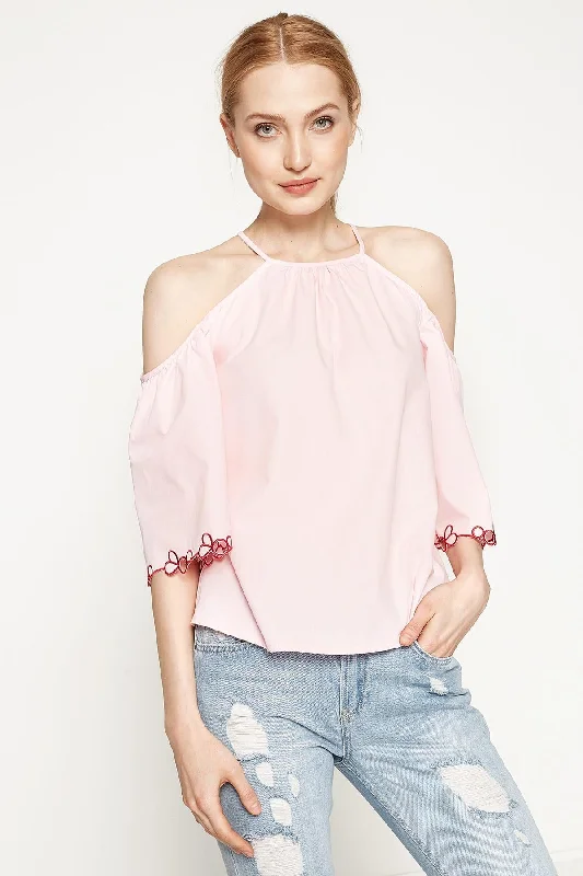 Women Pink Blouse Delicate Pleat Blouse