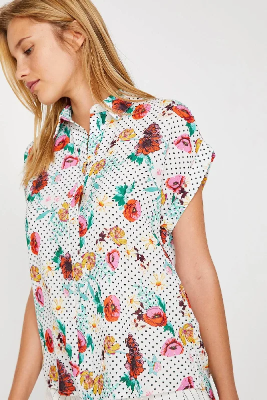 Women White Blouse Embroidered Cotton Blouse