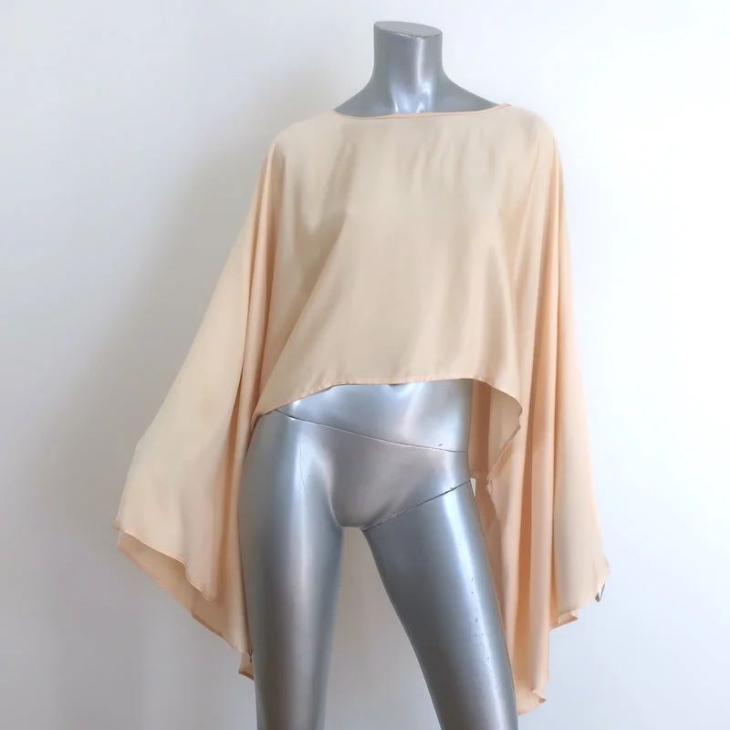 L'Academie Draped-Sleeve Blouse Light Gold Satin Size Extra Small/Small Flowy Bohemian Blouse