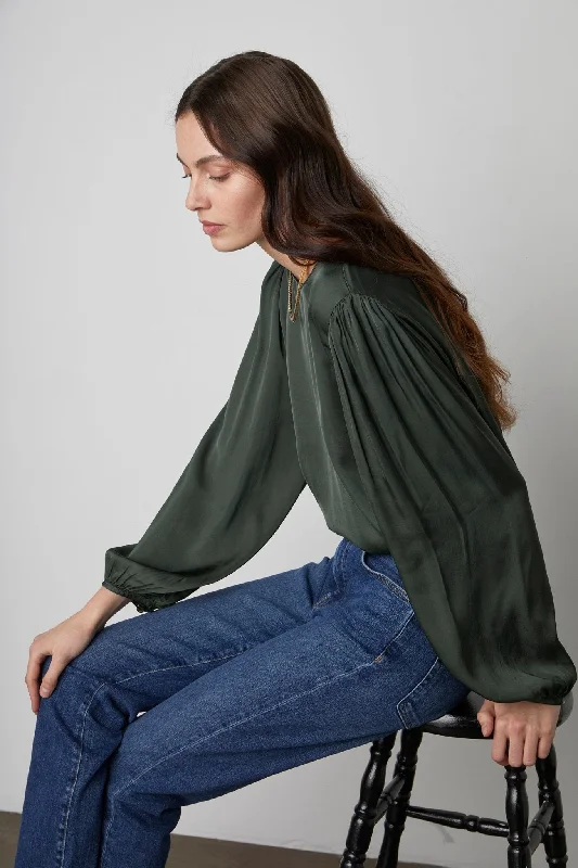 LEILA PUFF SLEEVE BLOUSE Lightweight Linen Blouse