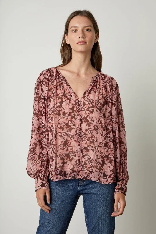 MILEY PRINTED BOHO BLOUSE Elegant Peplum Blouse