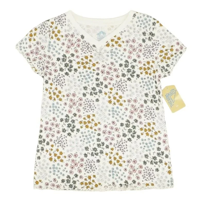 Multi Floral Short Sleeve Blouse Chic Square Blouse