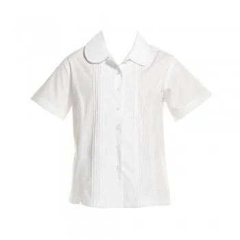 White <br>Pin Tuck Short Sleeved Blouse Satin Bow Blouse