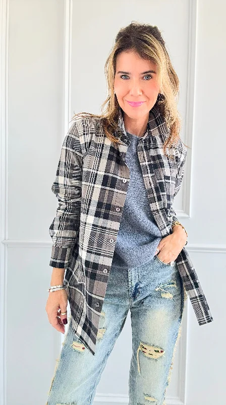 Plaid Button-Down Blouse Lightweight Floral Blouse