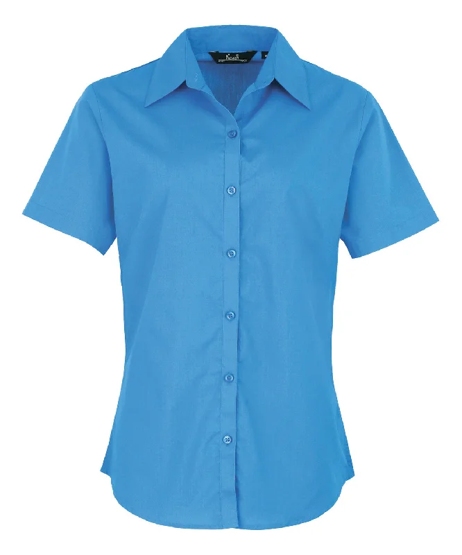 Sapphire - Women's short sleeve poplin blouse Cotton Casual Blouse