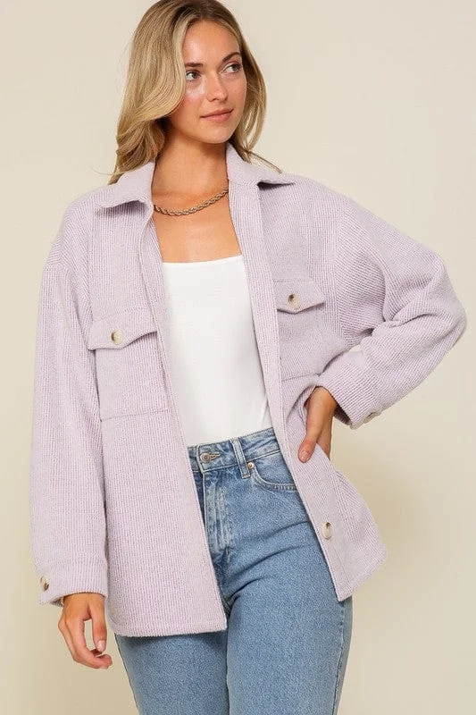 Plus Shacket Feminine Pastel Blouse