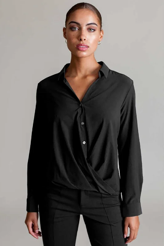 Signature Barcelona Blouse in Black Lightweight Chiffon Blouse
