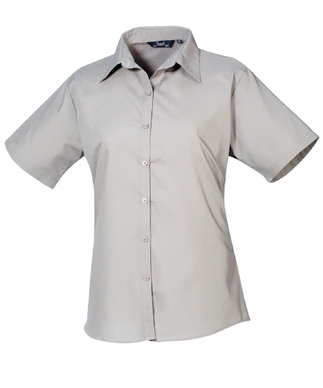 Silver* - Women's short sleeve poplin blouse Peter Pan Blouse
