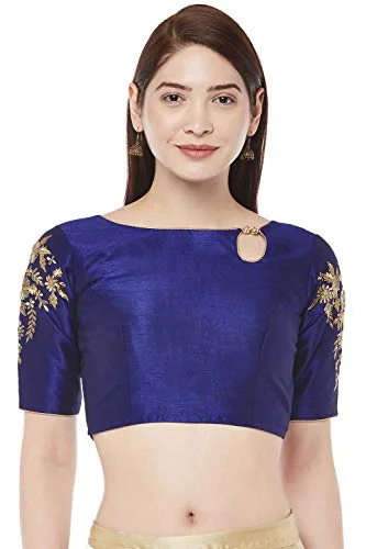 Studio Shringaar Women's Readymade Saree Blouse with Sleeves Embroidery.(Royal Blue, 38) Double-Layered Blouse Studio Shringaar Women's Readymade Saree Blouse with Sleeves Embroidery.(Royal Blue, 38) Double-Layered Blouse