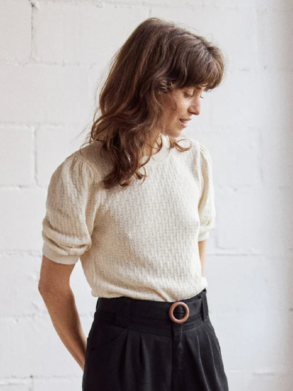 Torcelo Blouse Ecru White Mandarin Collar Blouse