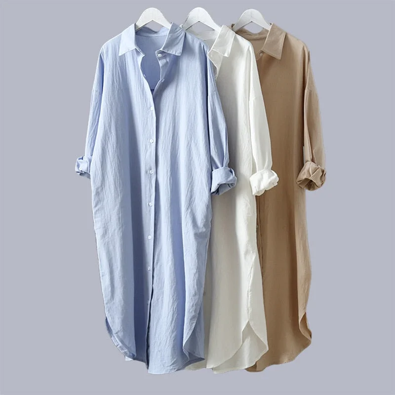 VogorSean Cotton Women Blouse Loose Oversized Blouse