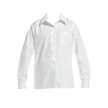 White <br>Girls Long Sleeved Basic Blouse Feminine Ruffle Blouse