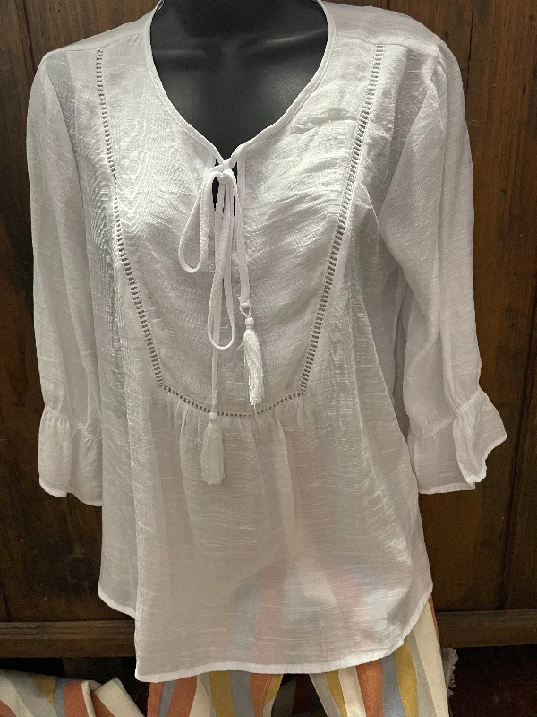 White Tie Blouse Pastel Color Blouse