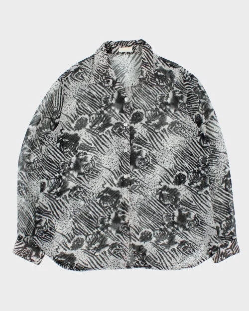 Y2k 00s Caviar Mesh Blouse - L Lightweight Chiffon Blouse