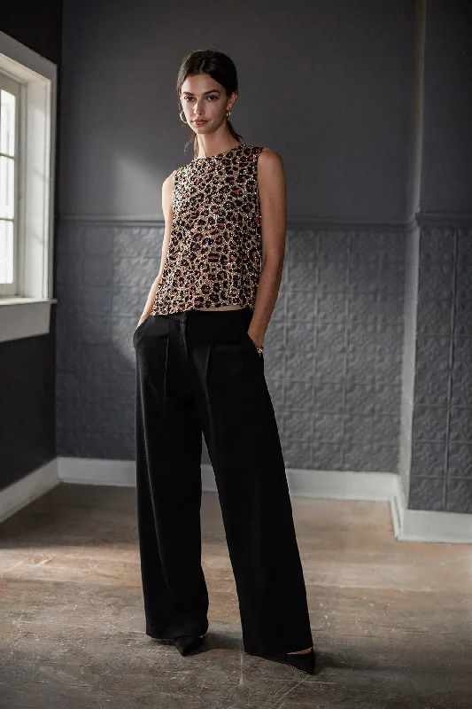 YVES SEQUIN LEOPARD PRINT BLOUSE Backless Summer Blouse