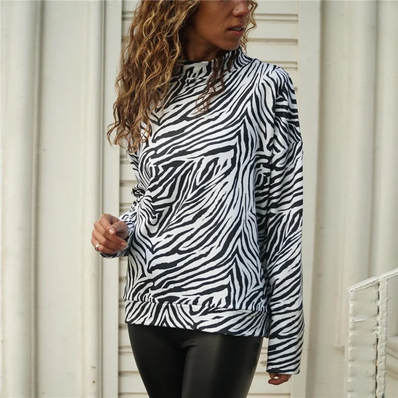 Zebra Print Womens Tops And Blouses Satin Bow Blouse