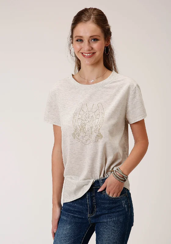 3-39-513-4052WH Roper Women's Cactus Tee Cotton Fabric Linen Fabric Terry Fabric