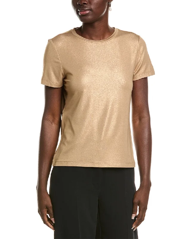 Anne Klein Foil Print T-Shirt Polka Dot Checkered Tartan