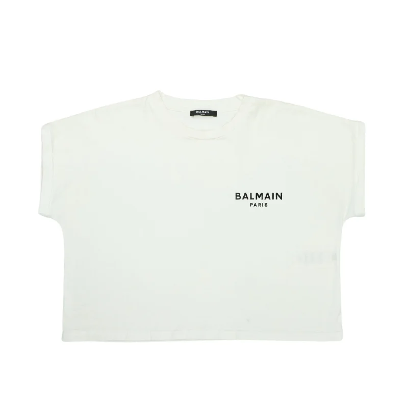 Balmain Cropped Tee - Women's S Fleece Fabric Down Fabric Feather Fabric
