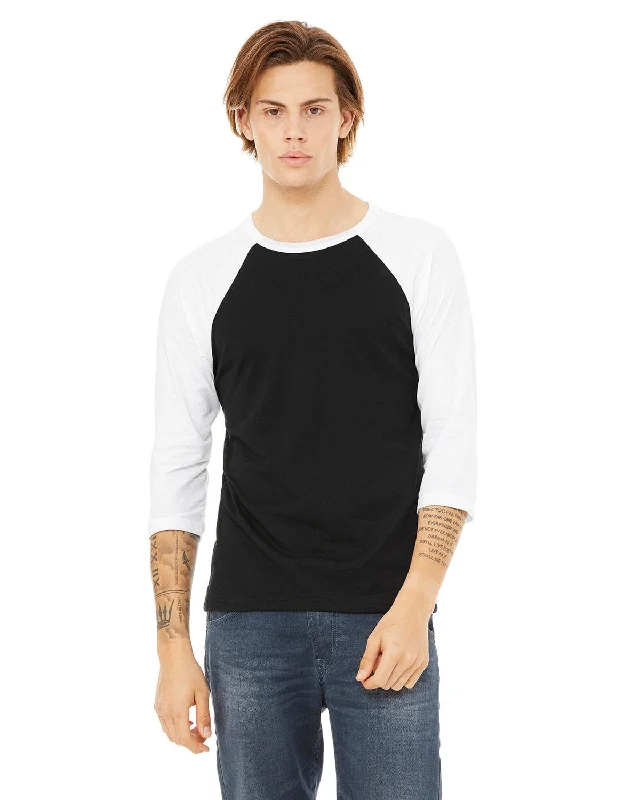 Bella+Canvas Unisex Triblend 3/4-Sleeve Baseball T-Shirt | Black/ White Mesh Blend Leather Blend Suede Blend Bella+Canvas Unisex Triblend 3/4-Sleeve Baseball T-Shirt | Black/ White Mesh Blend Leather Blend Suede Blend