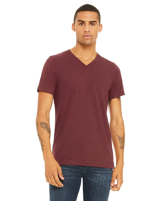 Bella+Canvas Unisex V-Neck T-Shirt | Heather Cardinal Fashionable Trendy Casual
