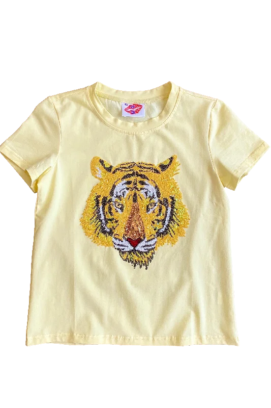 Buttercup Tiger Head Tee Collared T-Shirt Boat Neck A-Line