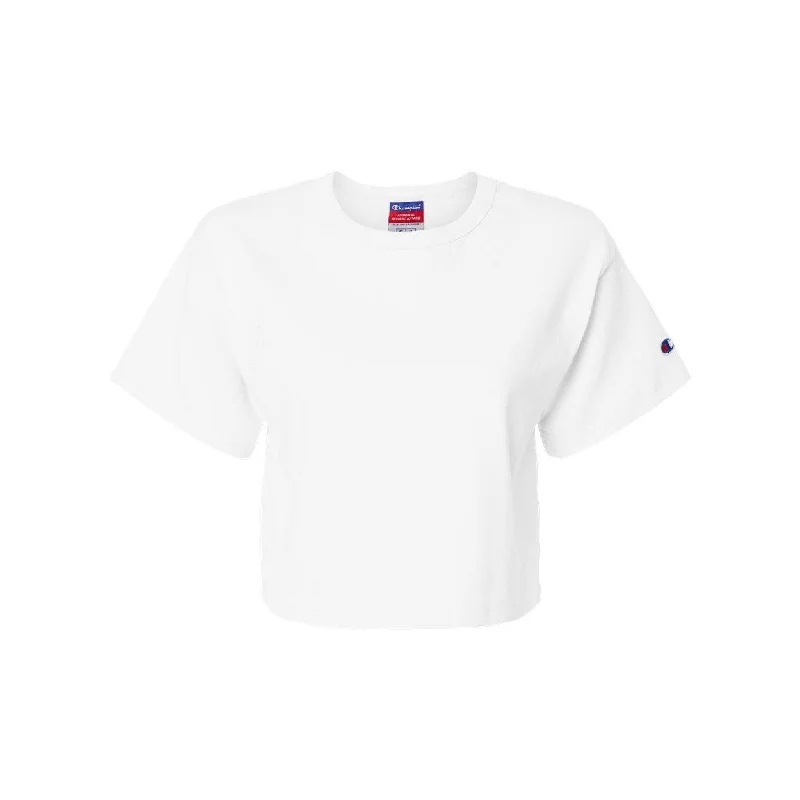 Champion Women's Heritage Jersey Crop T-Shirt Front Pockets Side Pockets Patch Pockets Champion Women's Heritage Jersey Crop T-Shirt Front Pockets Side Pockets Patch Pockets
