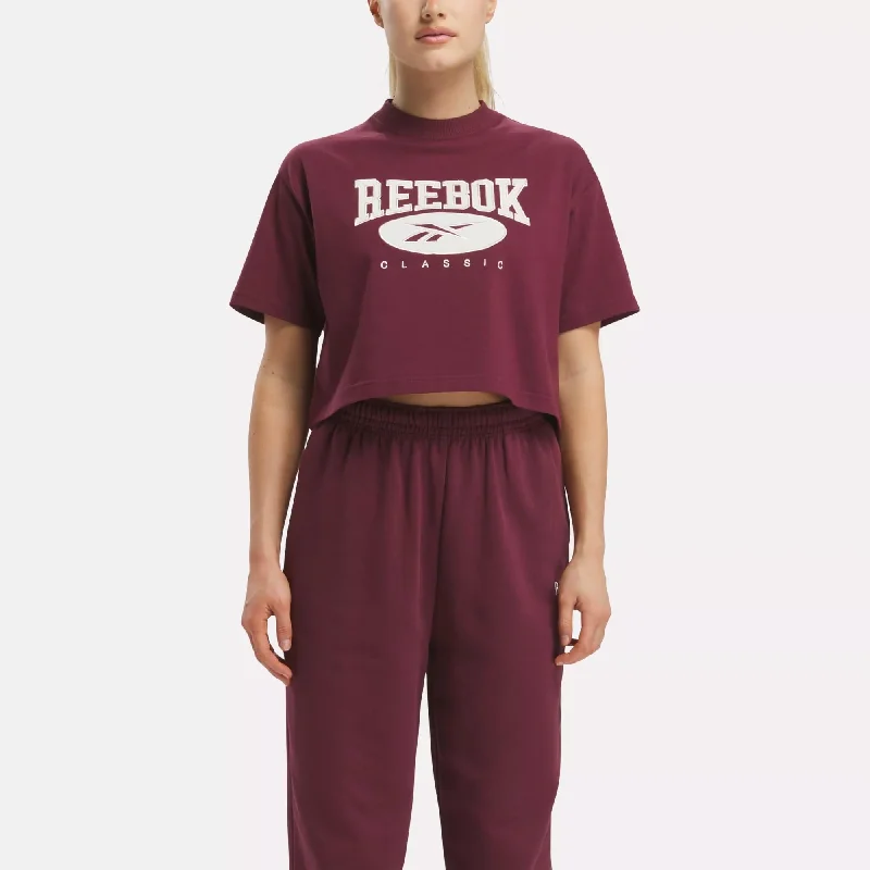 Classics Archive Essentials Big Logo Crop T-Shirt Striped Floral Plaid