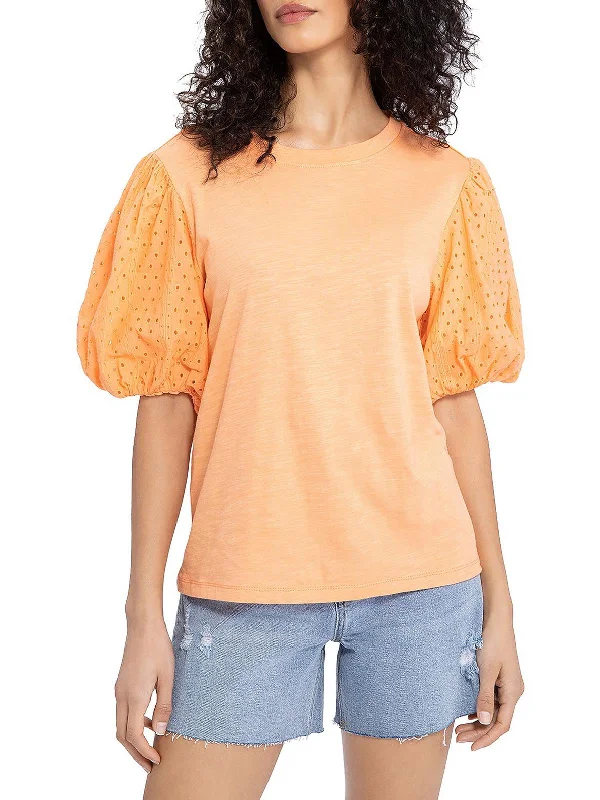 Cloud Control Womens Eyelet Slub T-Shirt Chenille Fabric Brocade Fabric Lace Fabric