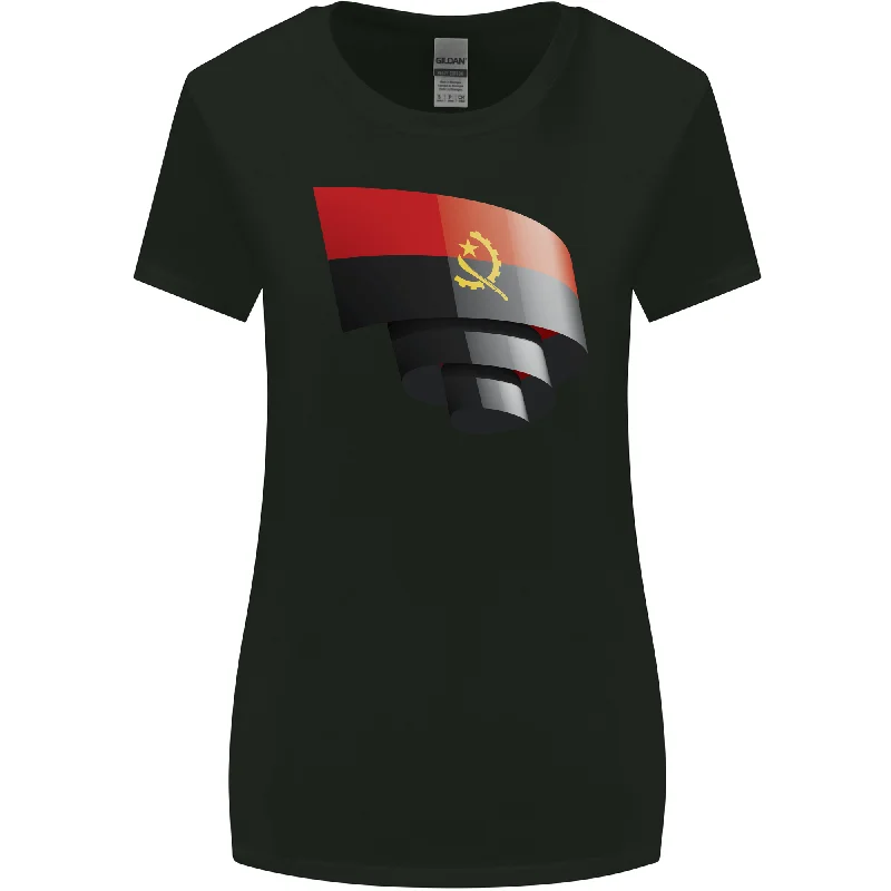 Curled Angola Flag Angolan Day Football Womens Wider Cut T-Shirt Hooded Caped Shawl Collar Curled Angola Flag Angolan Day Football Womens Wider Cut T-Shirt Hooded Caped Shawl Collar