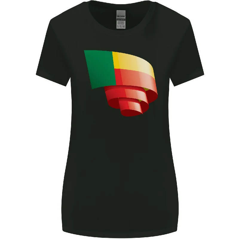 Curled Benin Flag Beninese Day Football Womens Wider Cut T-Shirt Polka Dot Checkered Tartan Curled Benin Flag Beninese Day Football Womens Wider Cut T-Shirt Polka Dot Checkered Tartan
