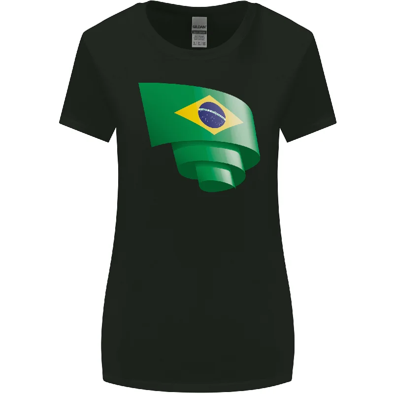 Curled Brazil Flag Brazilian Day Football Womens Wider Cut T-Shirt Houndstooth Herringbone Solid Curled Brazil Flag Brazilian Day Football Womens Wider Cut T-Shirt Houndstooth Herringbone Solid
