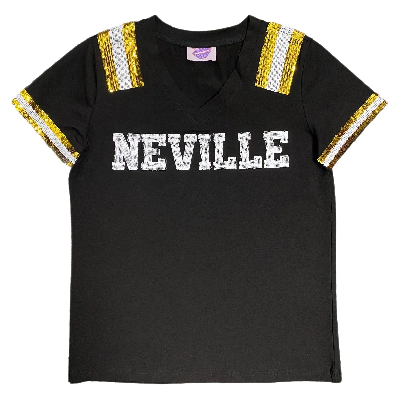 Neville Jersey Style Tee Notch Collar Peter Pan Collar Cowl Neck