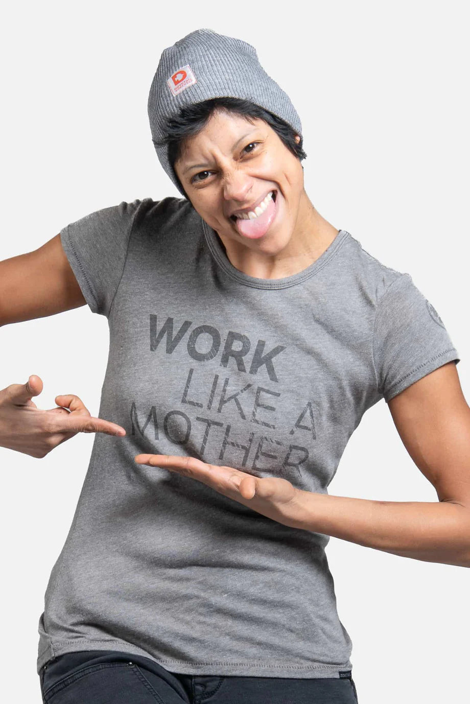 Dovetail Women's Work Like A Mother™ Crew Neck Tee in Grey Nylon Fabric Polyester Fabric Spandex Fabric Dovetail Women's Work Like A Mother™ Crew Neck Tee in Grey Nylon Fabric Polyester Fabric Spandex Fabric