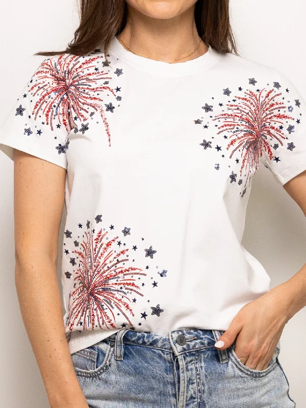 Fancy Firework Tee Ribbed Striped Patterned