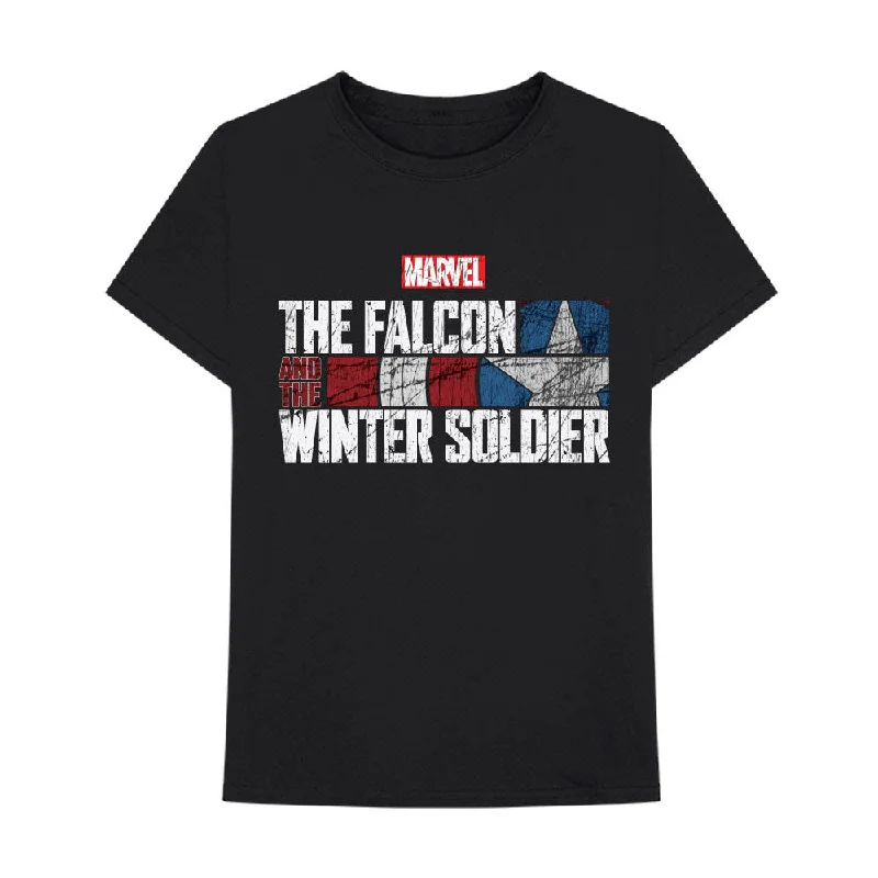 Marvel Comics | Official Band T-Shirt | Falcon & Winter Soldier Text Logo Front Pockets Side Pockets Patch Pockets Marvel Comics | Official Band T-Shirt | Falcon & Winter Soldier Text Logo Front Pockets Side Pockets Patch Pockets