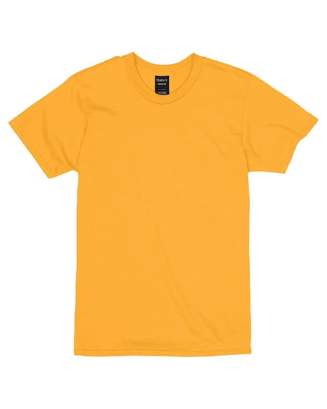 Hanes Combed Cotton T-Shirt | Gold Solid Color Striped Floral