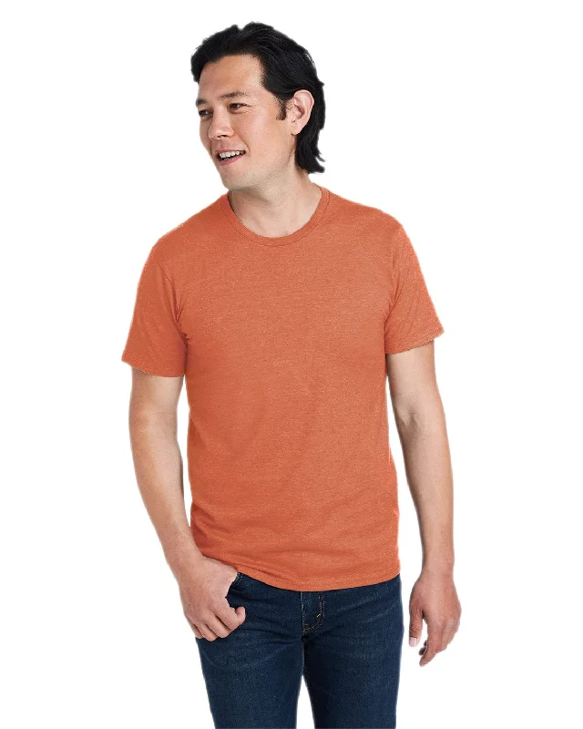 Hanes Combed Cotton T-Shirt | Pumpkin Heather Houndstooth Herringbone Solid