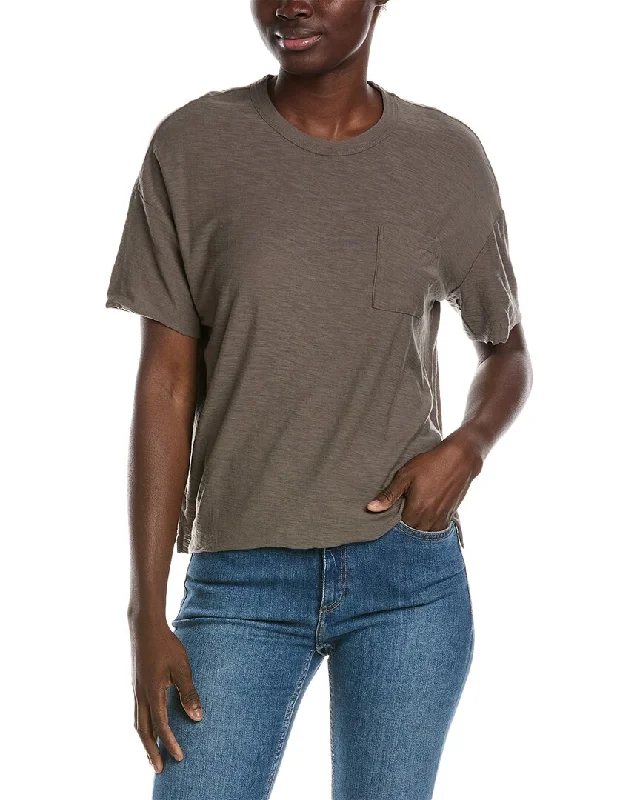 James Perse Pocket T-Shirt Notch Collar Peter Pan Collar Cowl Neck