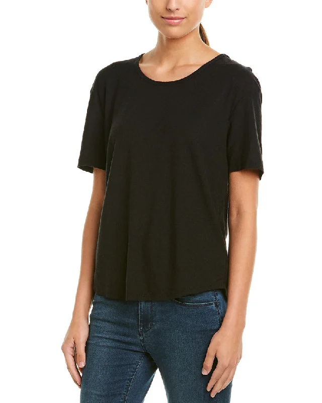 James Perse Relaxed T-Shirt Houndstooth Herringbone Solid